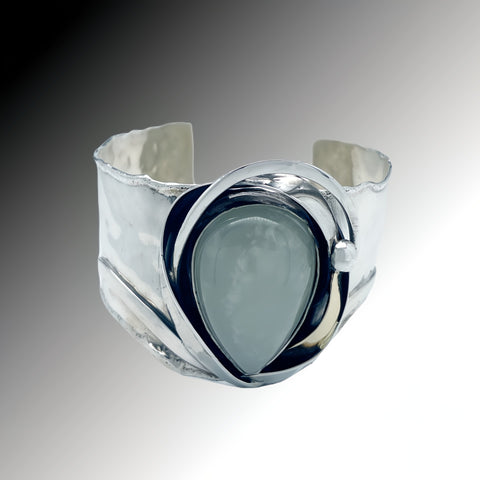 Aquamarine Silver & Gold Cuff Bracelet