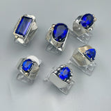 Sapphire Blue Quartz Silver & Gold rings.