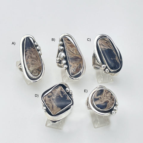 Petrified Palmwood Silver Rings