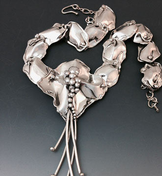 A Silver Petals and Reeds Necklace